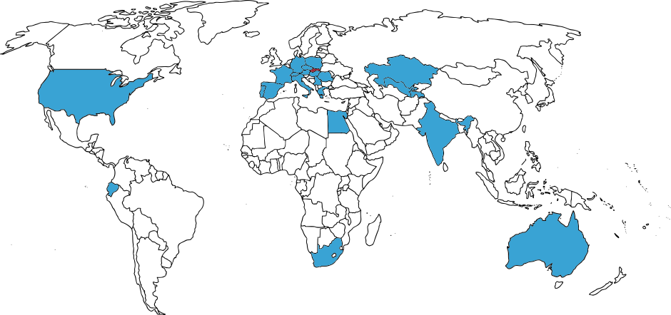 Mapa krajín našich spolu partnerských inštitúcií